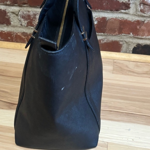 Kate Spade Large Black Leather Tote, minor stain on lining - Picture 4 of 7